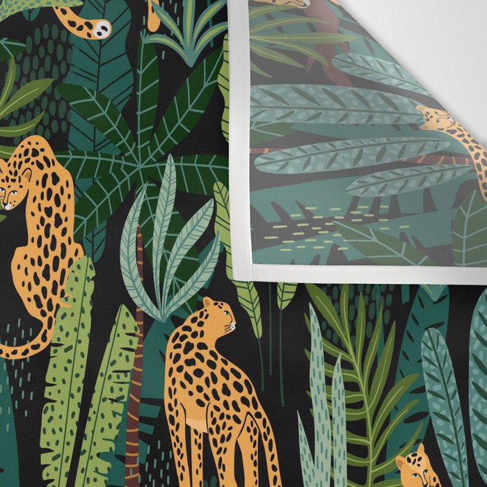 Midnight Leopard Jungle Wall Tapestry Gallery Image 3