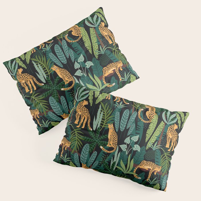 Midnight Leopard Jungle Pillow Sham Gallery Image 3