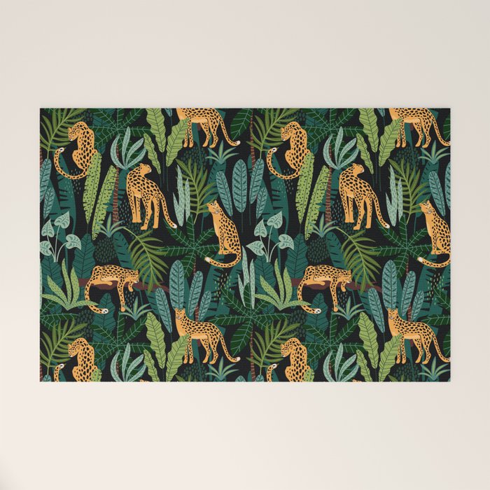 Midnight Leopard Jungle Welcome Mat Gallery Image 1