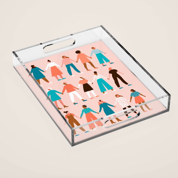 Women empower women feminist illustration collection. International womens day 8 of march graphic Acrylic Tray Gallery Image 1