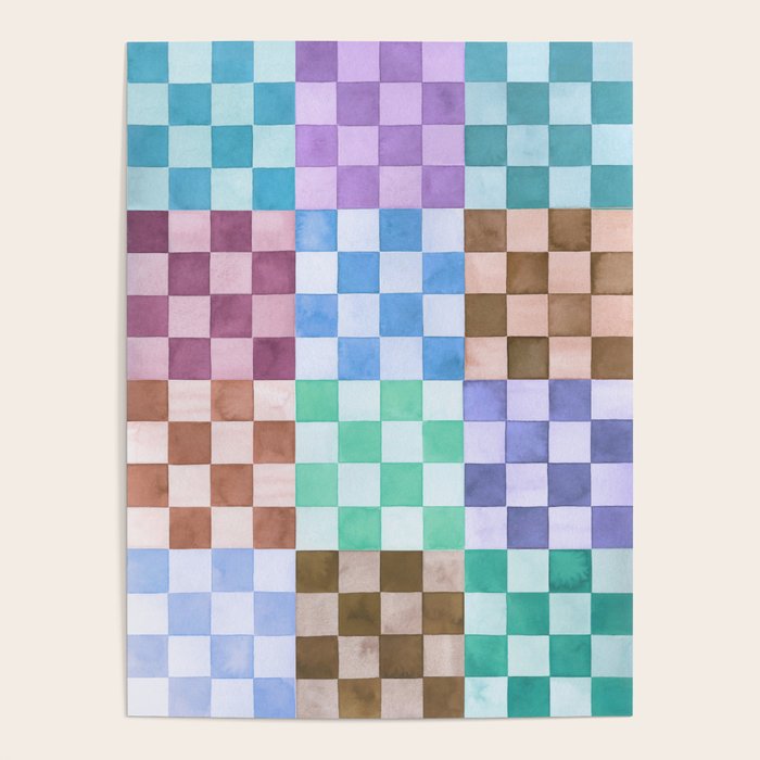 Handmade checker Cool tones Cozy heirloom Poster Gallery Image 4