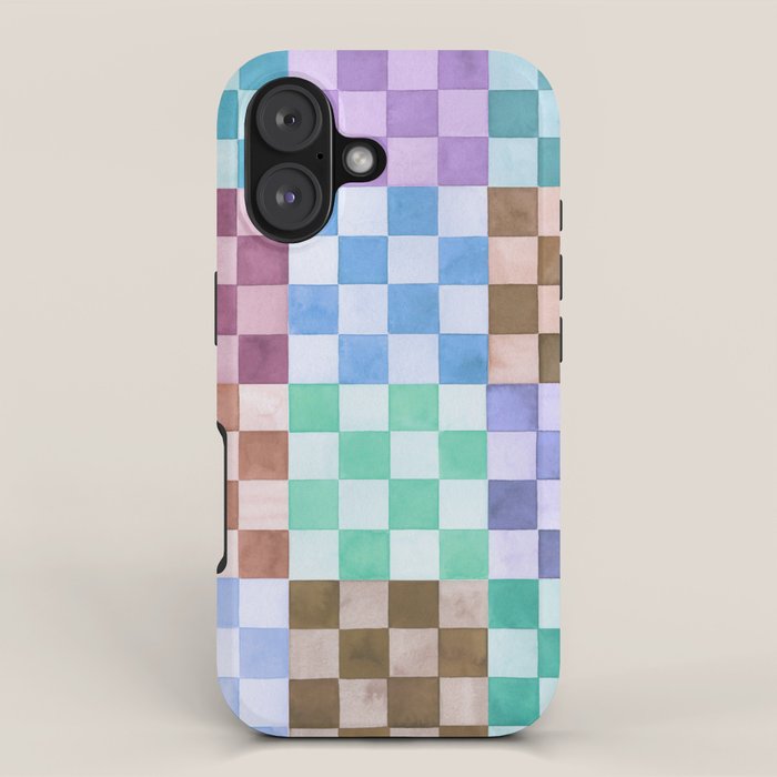 Handmade checker Cool tones Cozy heirloom iPhone Case Gallery Image 1
