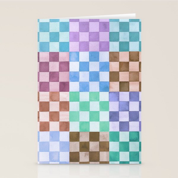 Handmade checker Cool tones Cozy heirloom Stationery Card Gallery Image 1