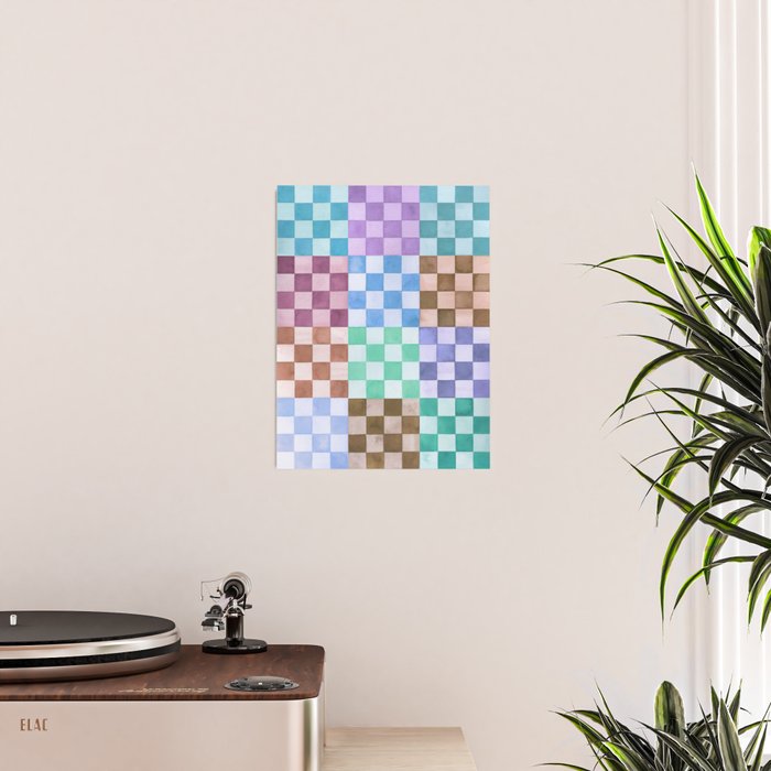 Handmade checker Cool tones Cozy heirloom Poster Gallery Image 2