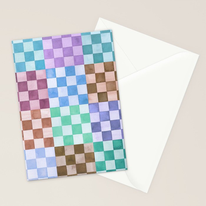 Handmade checker Cool tones Cozy heirloom Stationery Card Gallery Image 2