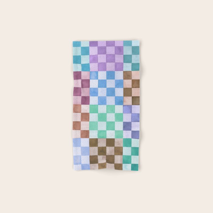 Handmade checker Cool tones Cozy heirloom Bath Towel Gallery Image 1