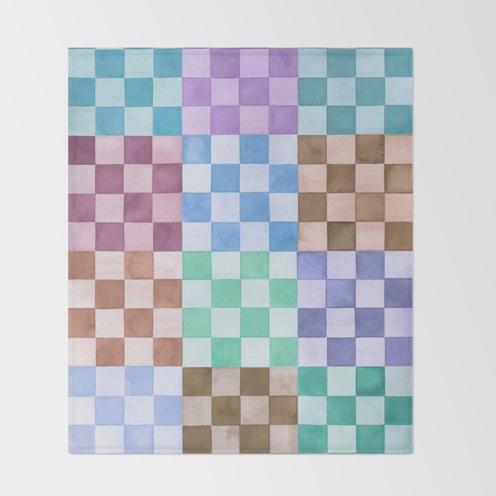 Handmade checker Cool tones Cozy heirloom Throw Blanket Gallery Image 2