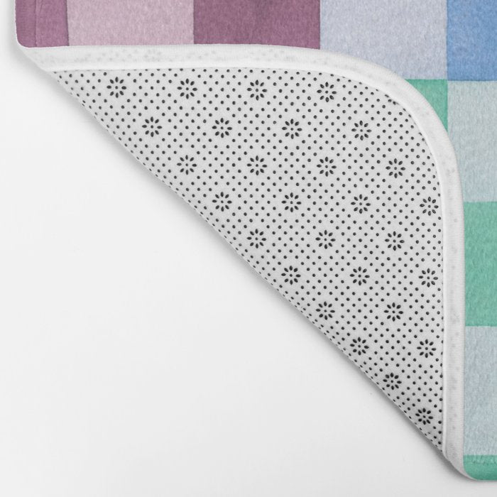 Handmade checker Cool tones Cozy heirloom Bath Mat Gallery Image 2