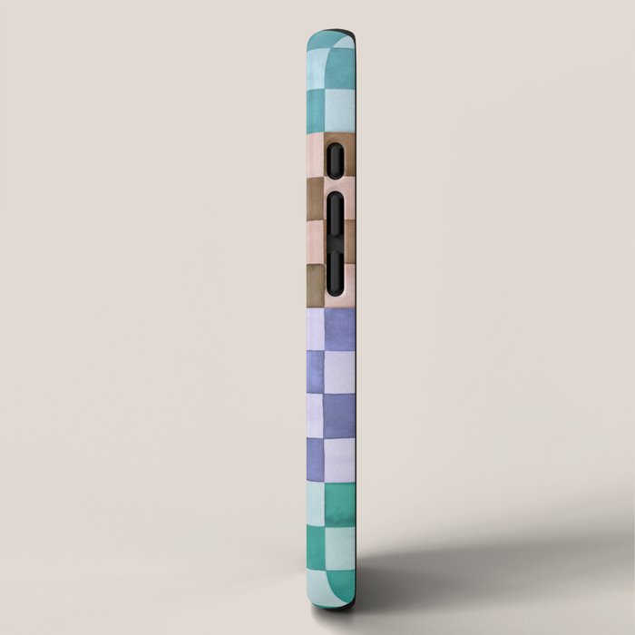 Handmade checker Cool tones Cozy heirloom iPhone Case Gallery Image 2
