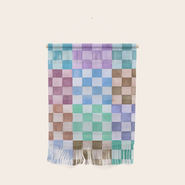 Handmade checker Cool tones Cozy heirloom Wall Hanging Gallery Image 1
