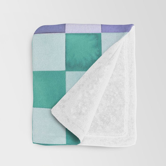 Handmade checker Cool tones Cozy heirloom Throw Blanket Gallery Image 3