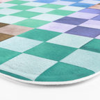 Handmade checker Cool tones Cozy heirloom Bath Mat Gallery Image 3