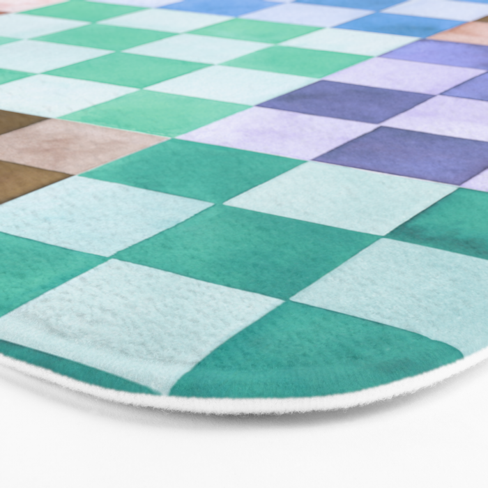 Handmade checker Cool tones Cozy heirloom Bath Mat Gallery Image 3