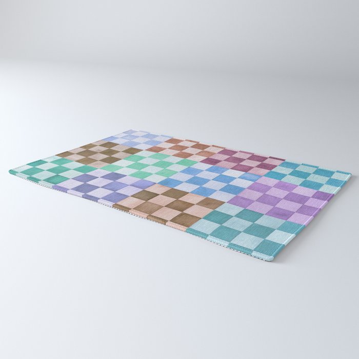 Handmade checker Cool tones Cozy heirloom Rug Gallery Image 3