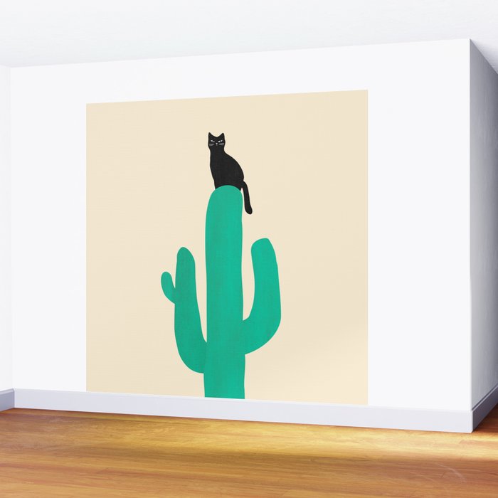 Cat on cactus Wall Mural Gallery Image 2