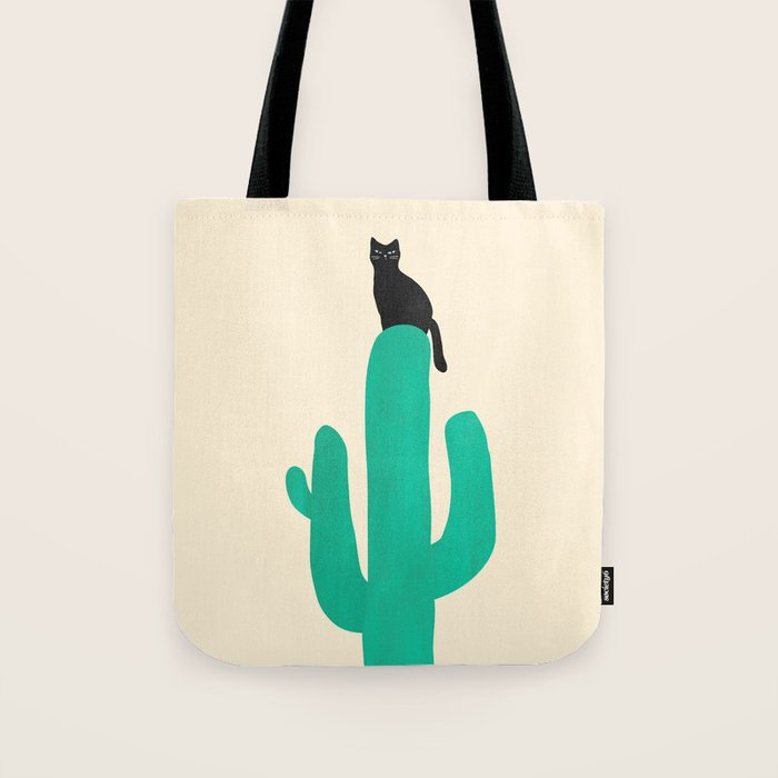 Cat on cactus Tote Bag Gallery Image 1