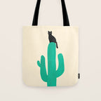 Cat on cactus Tote Bag Gallery Image 1