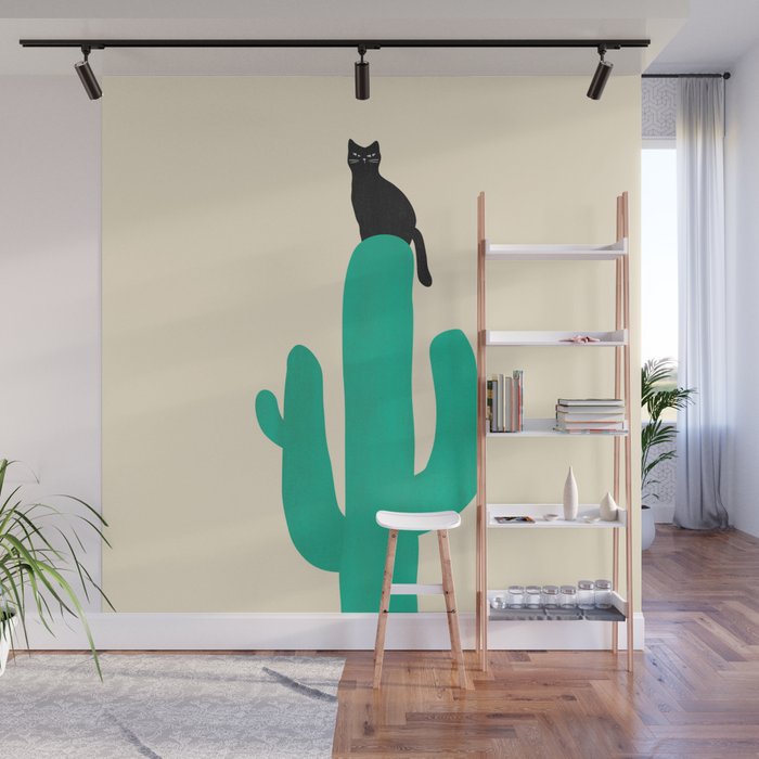 Cat on cactus Wall Mural Gallery Image 1