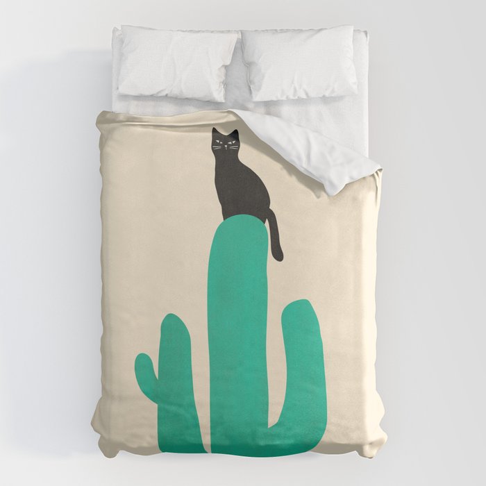 Cat on cactus Duvet Cover Gallery Image 1