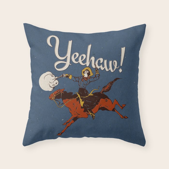 Yeehaw! Blue Throw Pillow Gallery Image 6