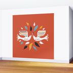 Festive doves - folk illustration Wall Mural Gallery Image 2