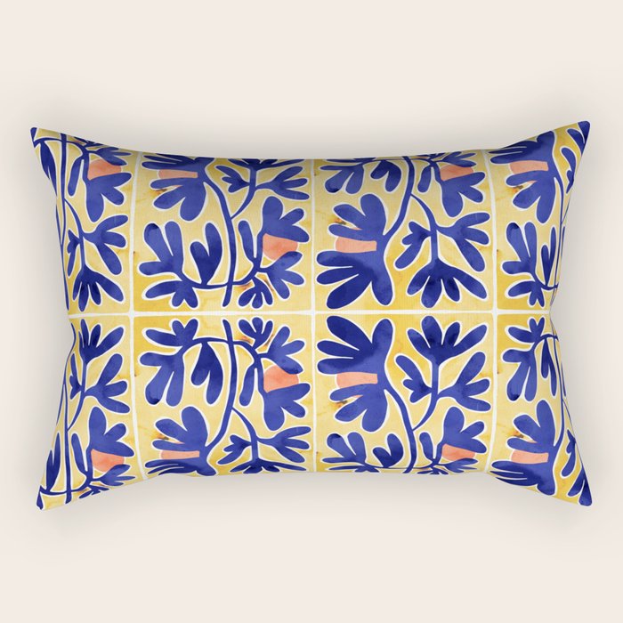 Inspiration Matisse blue leaves Rectangular Pillow Gallery Image 2