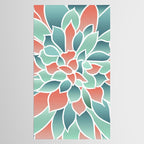 Festive, Floral Prints, Art Designs, Coral, Teal and Green Tablecloth Gallery Image 2