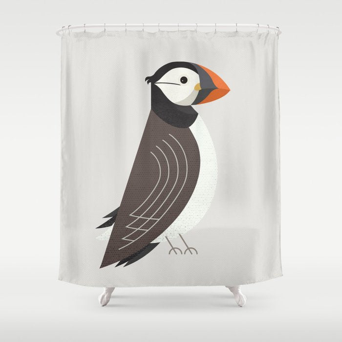 Whimsy Atlantic Puffin Shower Curtain Gallery Image 1