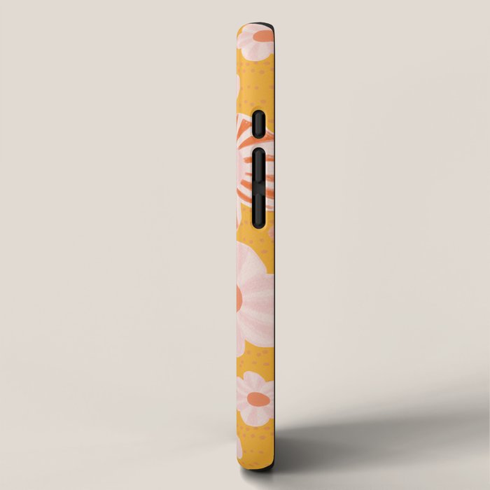 Pop Art Stripe Flowers in Retro Tangerine iPhone Case Gallery Image 2