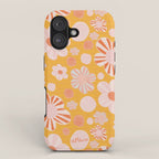 Pop Art Stripe Flowers in Retro Tangerine iPhone Case Gallery Image 1