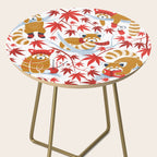 Red panda blending with the foliage // white background desert sun brown cozy animals fog blue tree branches red acer leaves Side Table Gallery Image 2