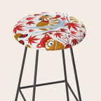 Red panda blending with the foliage // white background desert sun brown cozy animals fog blue tree branches red acer leaves Stool Gallery Image 2