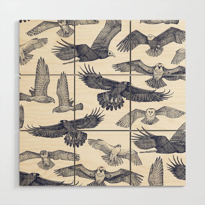 birds of prey blue Wood Wall Art Gallery Image 1