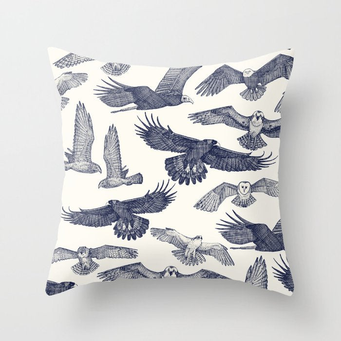 birds of prey blue Throw Pillow Gallery Image 6