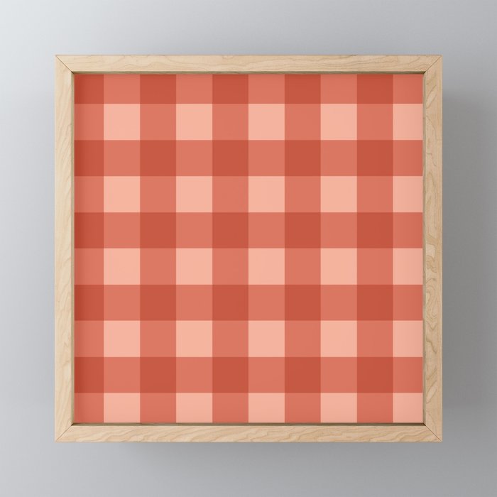 Gingham Plaid Pattern - Strawberry Red Mini Art Print Gallery Image 1