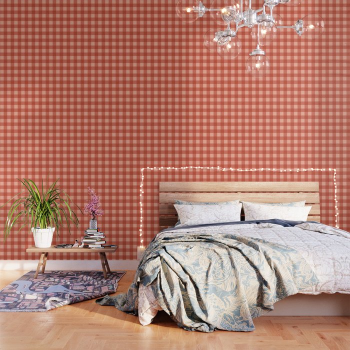 Gingham Plaid Pattern - Strawberry Red Wallpaper Gallery Image 3