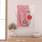 Abstract Face Line Art 02 Wall Tapestry Gallery Image 2