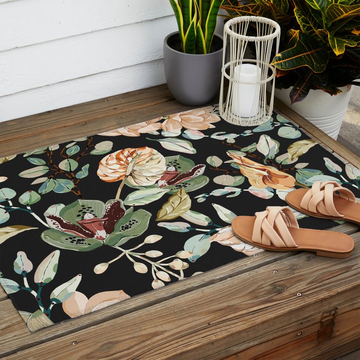 Lush colorful exotic garden C Outdoor Rug Gallery Image 2
