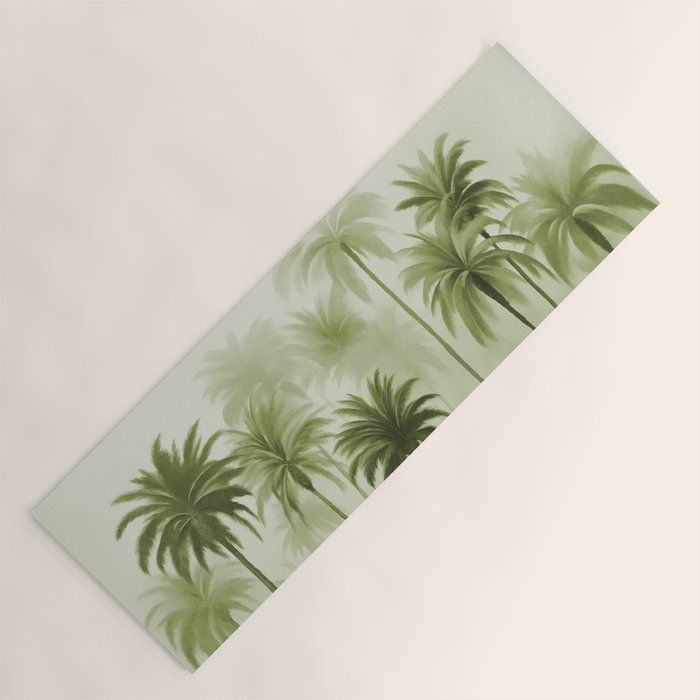 Lush Green Palm Grove Watercolor Art Yoga Mat Gallery Image 1