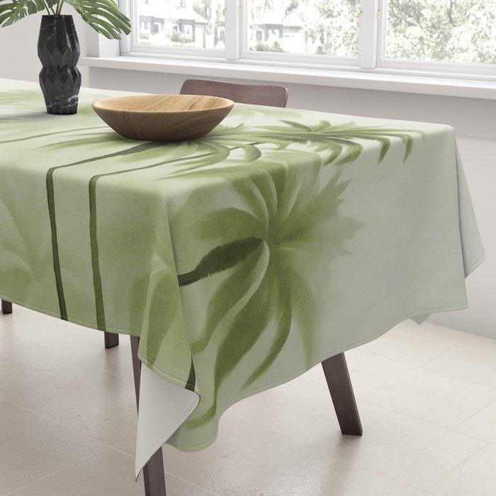 Lush Green Palm Grove Watercolor Art Tablecloth Gallery Image 3