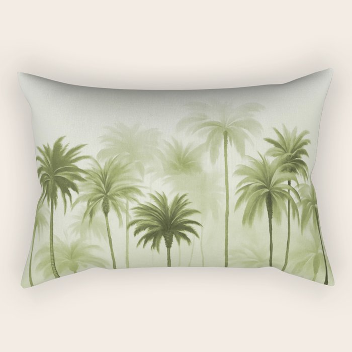 Lush Green Palm Grove Watercolor Art Rectangular Pillow Gallery Image 1