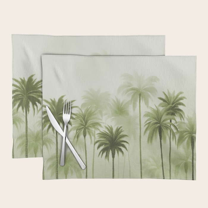 Lush Green Palm Grove Watercolor Art Placemat Gallery Image 1