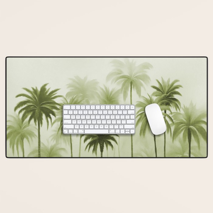 Lush Green Palm Grove Watercolor Art Desk Mat Gallery Image 1