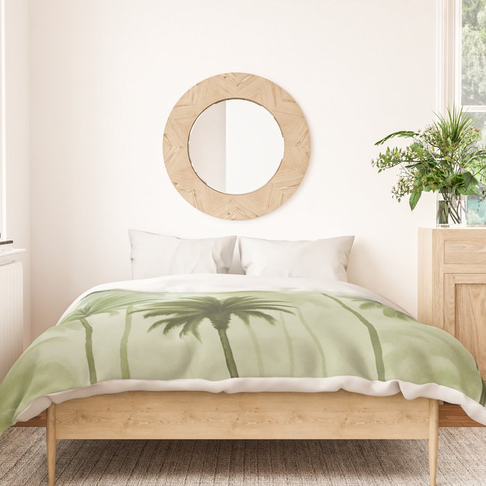 Lush Green Palm Grove Watercolor Art Duvet Cover Gallery Image 3