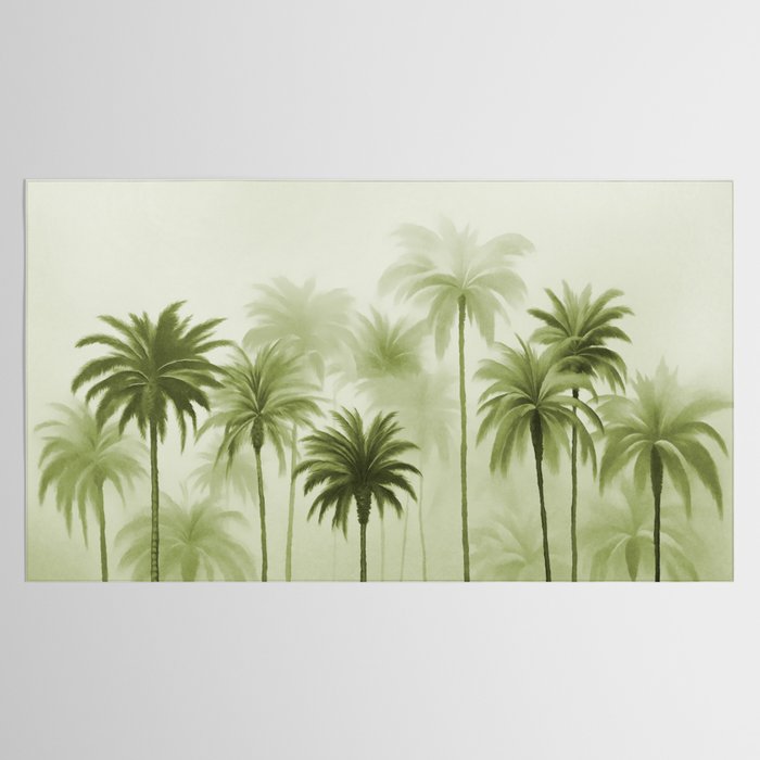 Lush Green Palm Grove Watercolor Art Tablecloth Gallery Image 2