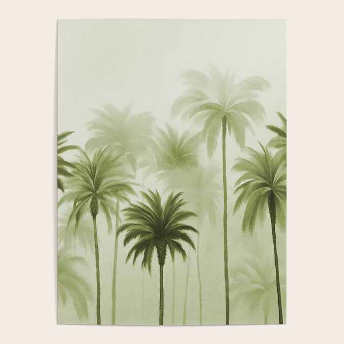 Lush Green Palm Grove Watercolor Art Poster Gallery Image 4