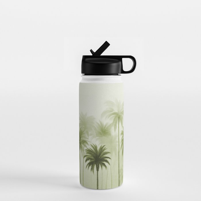 Lush Green Palm Grove Watercolor Art Water Bottle Gallery Image 1