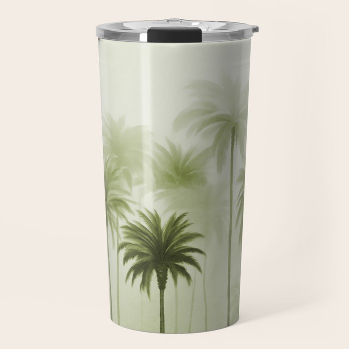 Lush Green Palm Grove Watercolor Art Travel Mug Gallery Image 1