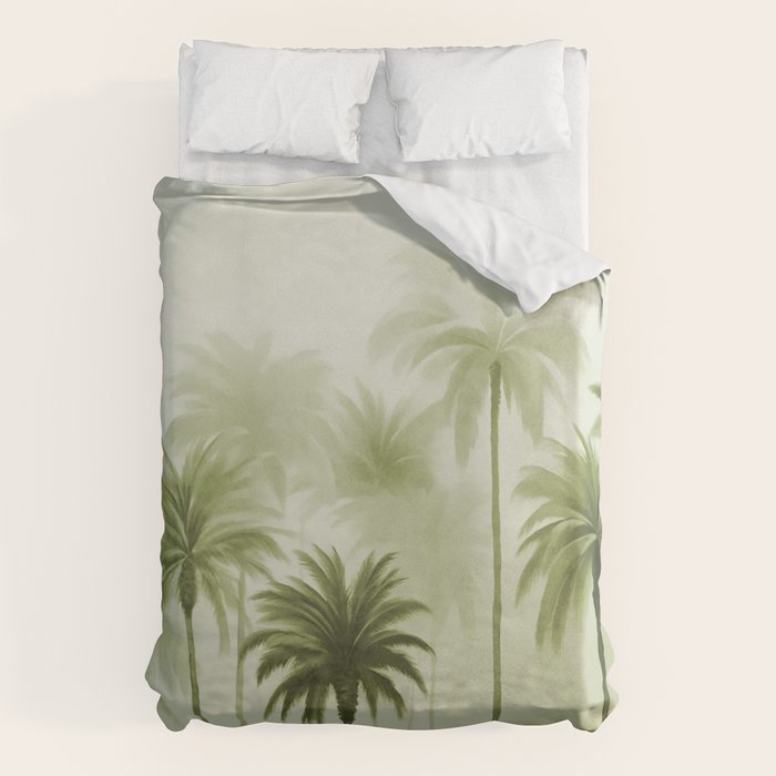 Lush Green Palm Grove Watercolor Art Duvet Cover Gallery Image 6