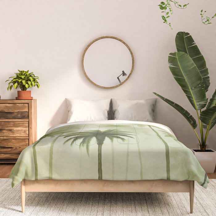 Lush Green Palm Grove Watercolor Art Comforter Gallery Image 3